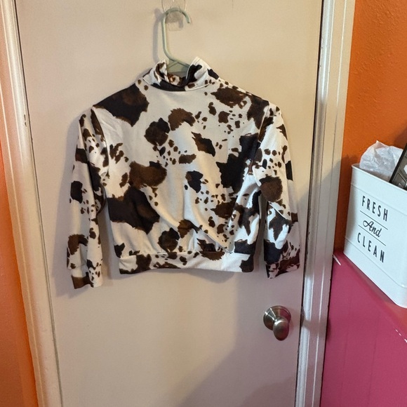 Cow Print Quarter-Zip Pullover - Picture 2 of 3